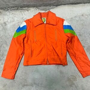 Vintage SKYR Orange Ski Jacket Mens Size Small Color Block‎ Retro Snowboard Coat
